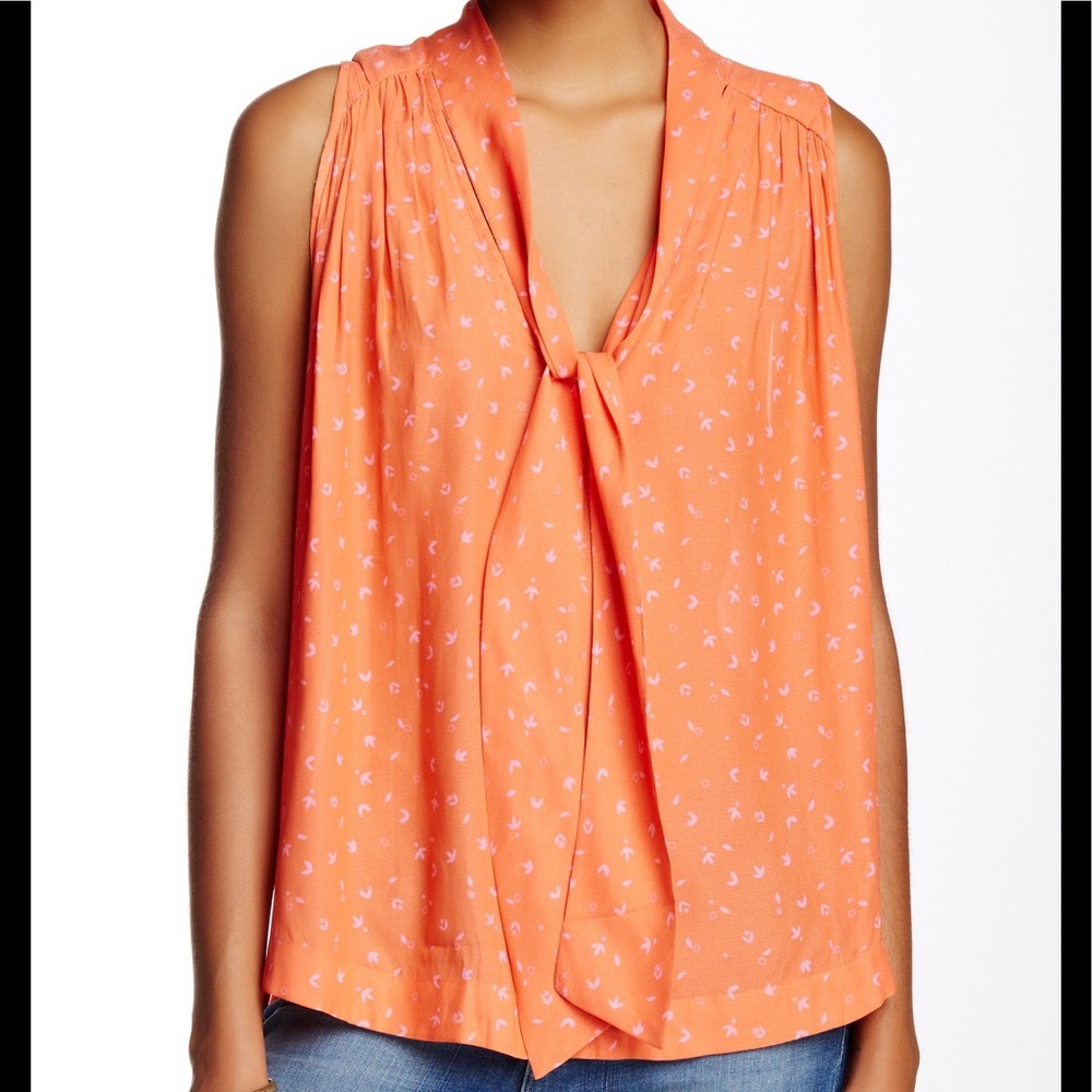 Free People sleeveless printed tie front blouse